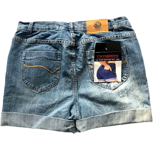 CNI Fashion Classic Wash High Waisted Denim Jean Shorts - Picture 2 of 7